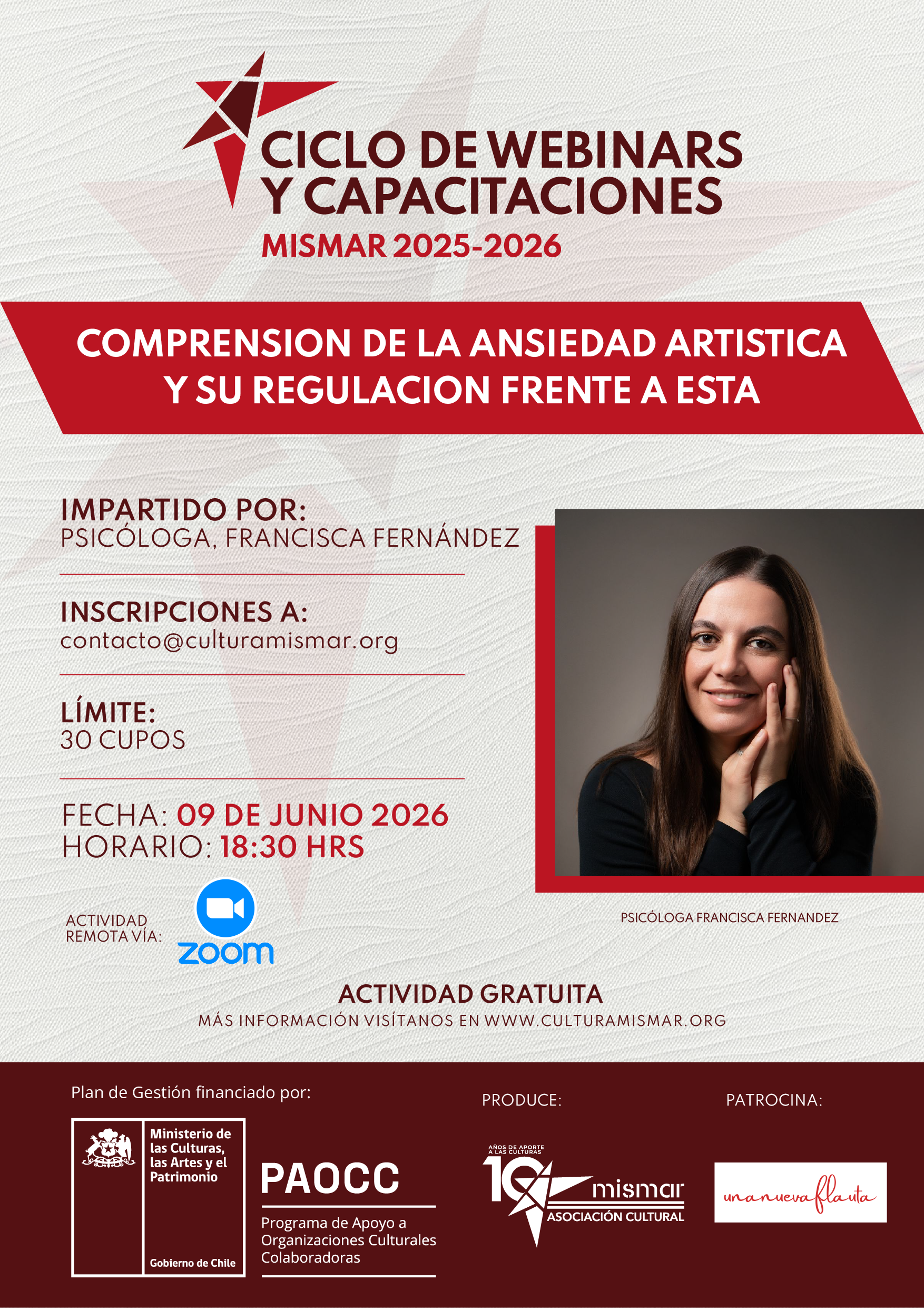 Afiche Ciclo de capacitaciones Psicologa Francisca Fernandez 9 junio 2026 Mesa de trabajo 1 copia 5